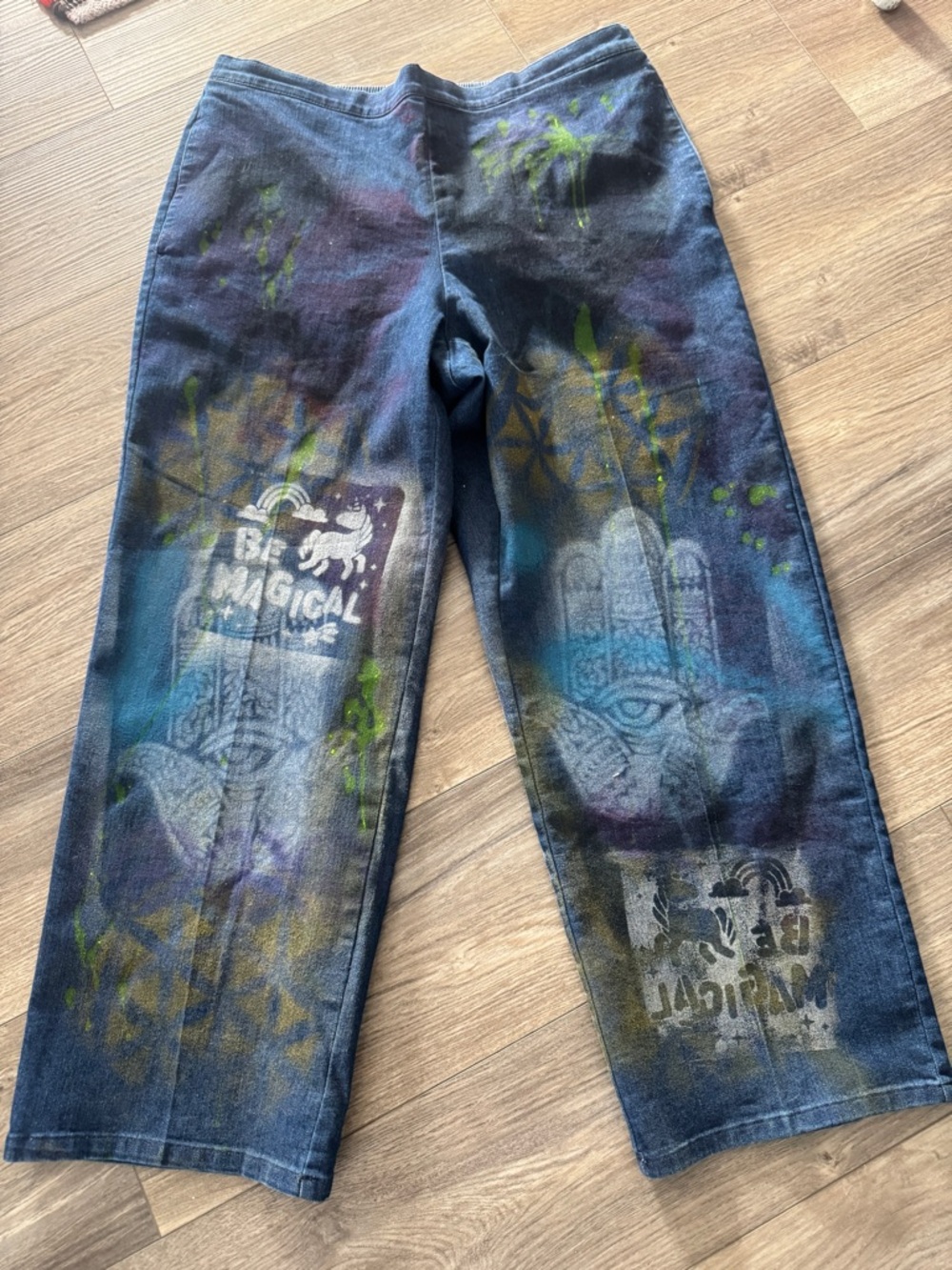 Custom Painted Women’s Size 14 Jeans - One-of-a-Kind Wearable Art